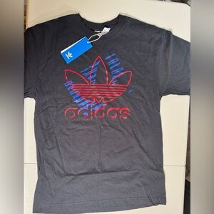 Adidas Originals Trefoil Graphic T Shirt Black Red Blue Logo Men’s Small NWT